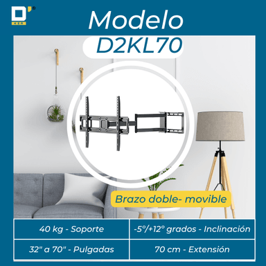 RACK PARA TV / MOVIBLE DOBLE BRAZO DE 32' A 65' // SOPORTE PARA TV - 2