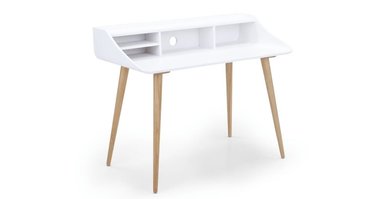 ESCRITORIO YOLODECORO ESME 120 CM X 120 CM BLANCO Y FRESNO