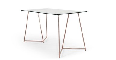 ESCRITORIO YOLODECORO PATRIZIA 130 CM X 130 CM VIDRIO TRANSPARENTE