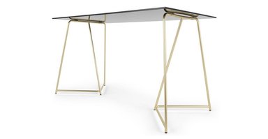 ESCRITORIO YOLODECORO PATRIZIA 130 CM X 130 CM VIDRIO GRIS