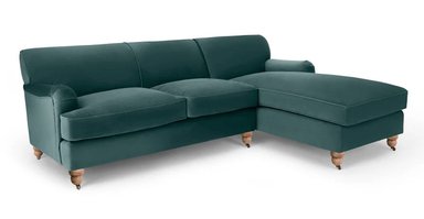 SOFÁ ESQUINERO YOLODECORO ORSON 4 CUERPOS VERDE CON CHAISE LONGUE A LA DERECHA MARINO