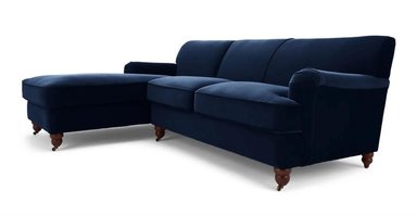 SOFÁ ESQUINERO YOLODECORO ORSON 4 CUERPOS AZUL CON CHAISE LONGUE A LA IZQUIERDA TINTA