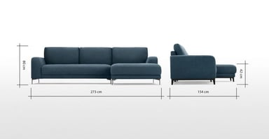 SOFÁ ESQUINERO YOLODECORO LUCIANO 3 CUERPOS CON CHAISE LONGUE A LA DERECHA AZUL - 3