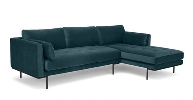 SOFÁ ESQUINERO YOLODECORO HARLOW 3 CUERPOS CON CHAISE LONGUE A LA DERECHA AZUL