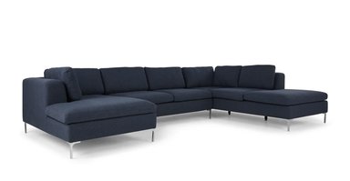 SOFÁ ESQUINERO YOLODECORO MONTEROSSO 5 CUERPOS CON CHAISE LONGUE A LA DERECHA AZUL TORMENTA