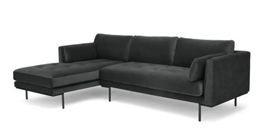 SOFÁ ESQUINERO YOLODECORO HARLOW 3 CUERPOS CON CHAISE LONGUE A LA IZQUIERDA GRIS MEDIANOCHE