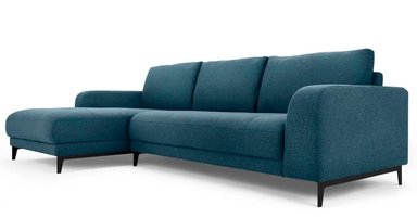 SOFÁ ESQUINERO YOLODECORO LUCIANO 3 CUERPOS AZUL CON CHAISE LONGUE A LA IZQUIERDA