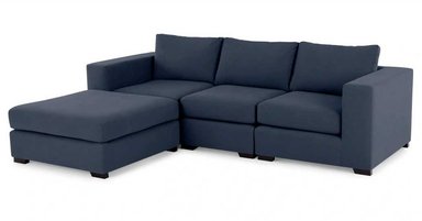 SOFÁ ESQUINERO YOLODECORO MORTIMER 3 CUERPOS MODULAR AZUL INTENSO