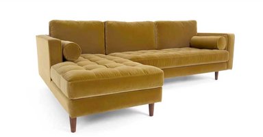 SOFÁ ESQUINERO CON CHAISE LONGUE A LA IZQUIERDA SCOTT - DORADO