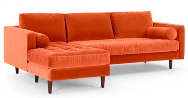 SOFÁ ESQUINERO CON CHAISE LONGUE A LA IZQUIERDA SCOTT - NARANJA TOSTADO