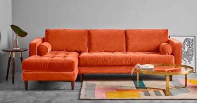 SOFÁ ESQUINERO CON CHAISE LONGUE A LA IZQUIERDA SCOTT - NARANJA TOSTADO - 2