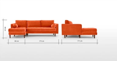 SOFÁ ESQUINERO CON CHAISE LONGUE A LA IZQUIERDA SCOTT - NARANJA TOSTADO - 3