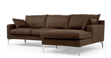 SOFÁ ESQUINERO YOLODECORO MENDINI 3 CUERPOS CON CHAISE LONGUE A LA DERECHA MARRÓN CHOCOLATE
