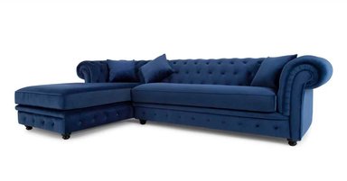 SOFÁ ESQUINERO CON CHAISE LONGUE A LA IZQUIERDA BRANAGH - AZUL ELÉCTRICO