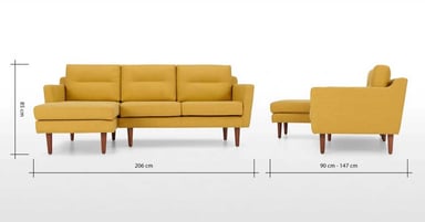 SOFÁ ESQUINERO YOLODECORO WALKER 3 CUERPOS CON CHAISE LONGUE A LA IZQUIERDA AMARILLO - 3