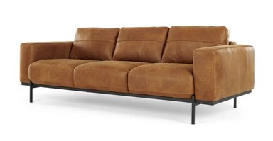 SOFÁ YOLODECORO JARROD 3 CUERPOS CUERO CANELA
