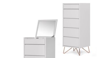 CÓMODA TOCADOR ELONA - GRIS Y COBRE