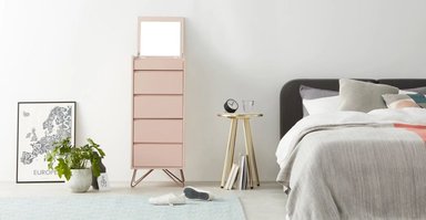 COMODA YOLODECORO ELONA TOCADOR ROSA EMPOLVADO 4 CAJONES ROSADO - 2