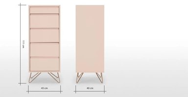COMODA YOLODECORO ELONA TOCADOR ROSA EMPOLVADO 4 CAJONES ROSADO - 6