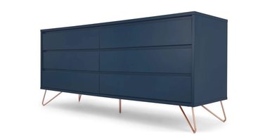 CÓMODA ANCHA ELONA - AZUL Y COBRE