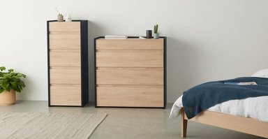 CÓMODA STU - EFECTO ROBLE Y AZUL OCÉANO