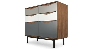 CÓMODA ANCHA LOUIS - NOGAL Y GRIS CARBÓN