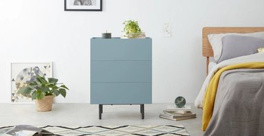 CÓMODA MINO - AZUL CERCETA Y ROBLE - 2