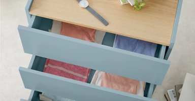 CÓMODA MINO - AZUL CERCETA Y ROBLE - 4
