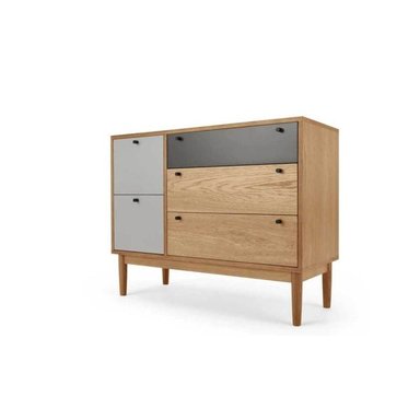 CÓMODA CAMPTON - ROBLE Y GRIS