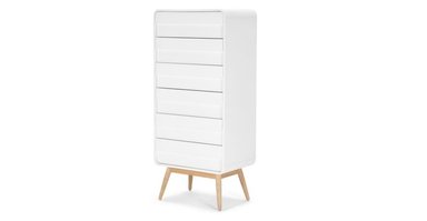 CÓMODA ALTA ESME - BLANCO Y FRESNO