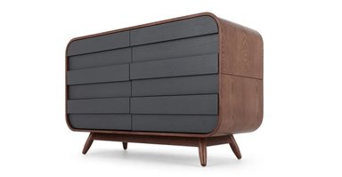 COMODA YOLODECORO ESME ANCHA FRESNO OSCURO 6 CAJONES GRIS