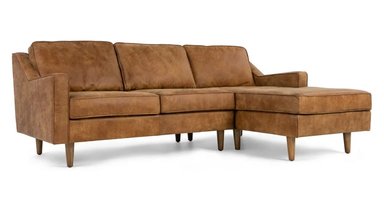 SECCIONAL YOLODECORO DALLAS CUERO CANELA CON CHAISE LONGUE A LA DERECHA