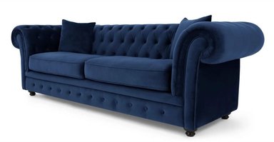 SOFÁ YOLODECORO CHESTERFIELD BRANAGH 3 CUERPOS AZUL ELÉCTRICO