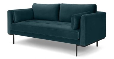 SOFÁ YOLODECORO HARLOW 2 CUERPOS TERCIOPELO AZUL