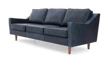 SOFÁ YOLODECORO DALLAS 3 CUERPOS CUERO AZUL MEDIANOCHE