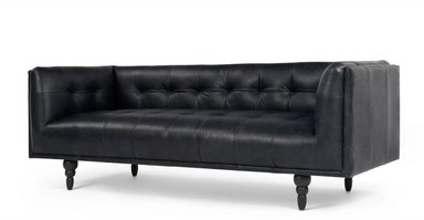 SOFÁ YOLODECORO CONNOR 3 CUERPOS CUERO NEGRO