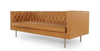 SOFÁ YOLODECORO JULIANNE 3 CUERPOS CUERO MARRÓN PREMIUM