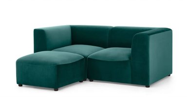 SOFÁ YOLODECORO JUNO 2 CUERPOS CON TABURETE ESPUMA MAR