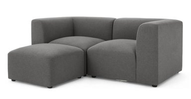 SOFÁ YOLODECORO JUNO 2 CUERPOS CON TABURETE GRIS MARGA