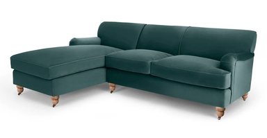 SECCIONAL YOLODECORO ORSON CON CHAISE LONGUE A LA IZQUIERDA VERDE MARINO