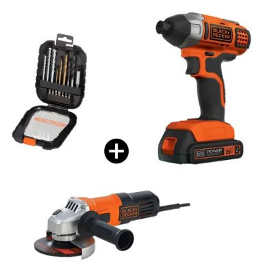 ATORNILLADOR DE IMPACTO INALÁMBRICO 20V MAX + ESMERIL + SET