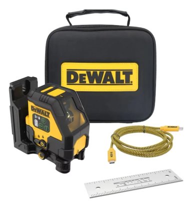 NIVEL LÁSER AUTONIVELANTE USB-C LINEAS CRUZADAS VERDE DEWALT