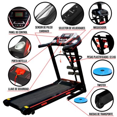 TROTADORA ELÉCTRICA SPORT FITNESS MOTOR 2.5 HP CON MASAJEADOR CARDIOVASCULAR 14 KM/H