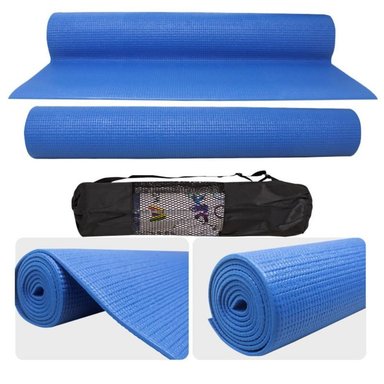 COLCHONETA YOGA MAT PILATES FITNESS 6MM CON FUNDA TRANSPORTADORA - AZUL