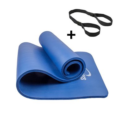 COLCHONETA SPORT FITNESS CS-000236 10MM NBR YOGA MAT PILATES + LIGAS AZUL
