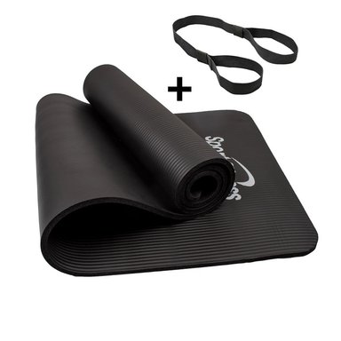 COLCHONETA YOGA MAT NEGRO 15MM + LIGAS TRANSPORTADORAS