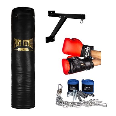 SET SACO BOXEO SPORT FITNESS 1.20 M VACIO + GUANTES + VENDAS +SOPORTE+CAD - 4