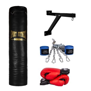 SET SACO BOXEO SPORT FITNESS 1.80 M VACIO + GUANTES + VENDAS +SOPORTE+CAD - 4