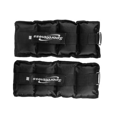 TOBILLERA MUÑEQUERA SPORT FITNESS TBA002 NEGRO AJUSTABLE CON PESO ARENA 1K