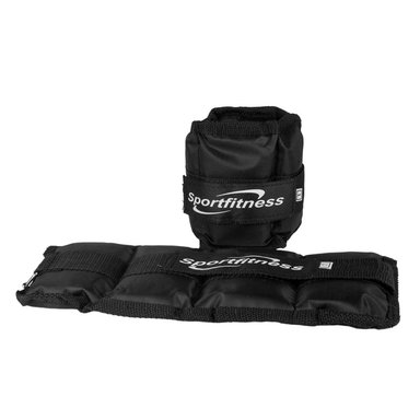 TOBILLERA MUÑEQUERA SPORT FITNESS TBA002 NEGRO AJUSTABLE CON PESO ARENA 1K - 2